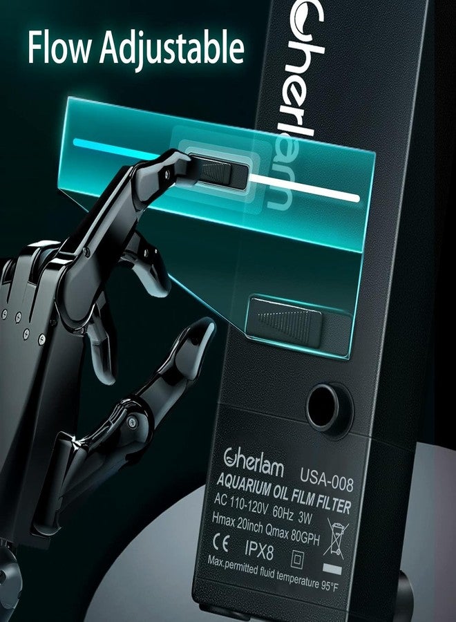 VAYINATO CHERLAM 3 in 1 Aquarium Oil Skimmer, Aquarium Surface Protein Skimmer,3W Fish Tank Protein Skimmer for Sea and Fresh Water, Internal Filter Wall Mounted Fish Tank Surface Protein Skimmer - Image 4